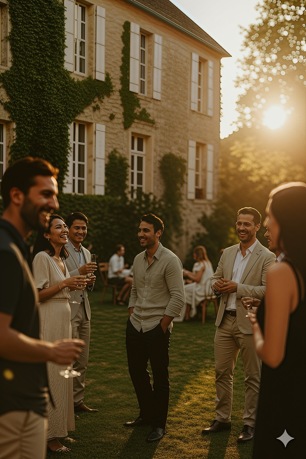 Candid dinner scene in a design-led space
