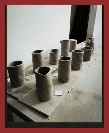 A collection of handmade ceramic vases on display at Van London.