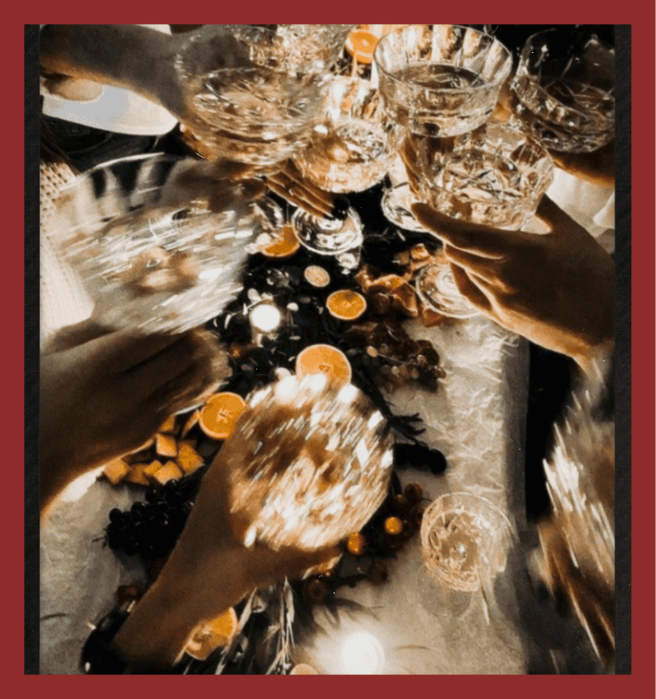 Elegant glassware and festive ambiance for special occasion.